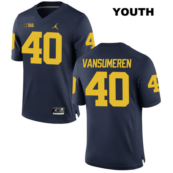 Youth NCAA Michigan Wolverines Ben VanSumeren #40 Navy Jordan Brand Authentic Stitched Football College Jersey JF25C45QL